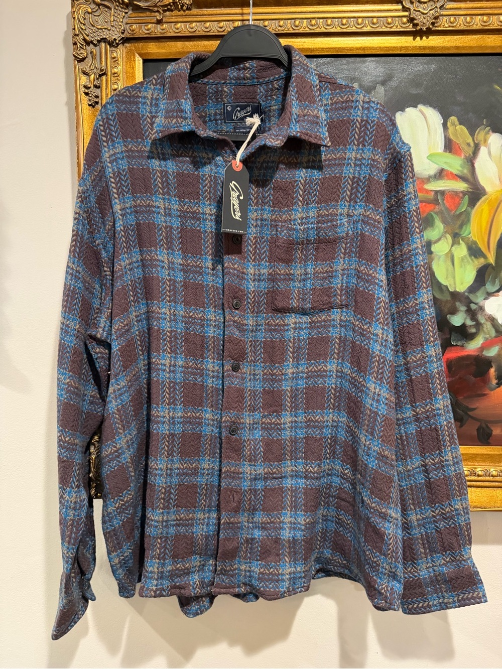 Grayers Brown & Blue Plaid Button-Down Shirt 100% cotton